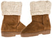 Sara Z Girl's Suede Lug Sole Winter Boot With Fold-Over Sweater Cuff (Cognac), Size 11-12
