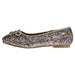 bebe Girls Flats Round Toe Chunky Glitter with Bow and Metallic Logo Hardware Slip-On Shoes Flexible PU Leather