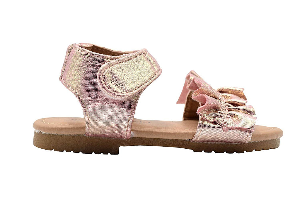 dELiAs Toddler Girls Fashion Sandals Shimmery Flats with Ruffles