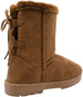 Chatties Chatz Womens Slip On Mid Calf 8" Microsuede Winter Boots with Faux Fur Trims and Lace Up Back