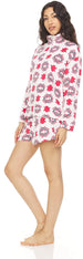 Women's Long Sleeve Pullover Zip Top and Shorts, 2-Piece Pajama Set For Women