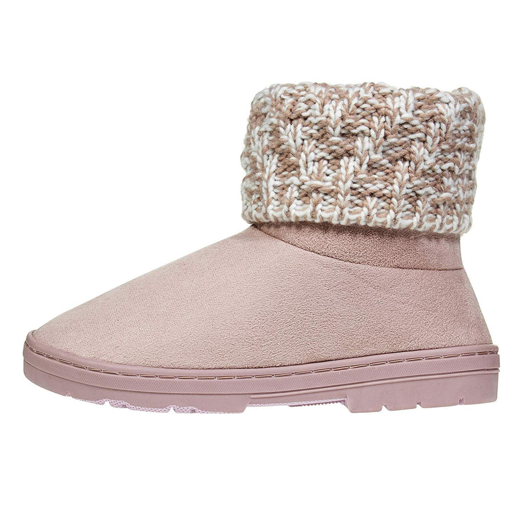 Chatties Women's Low Winter Boots Knit Cuffs Casual Mid-Calf