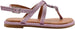 Rampage Girls Big Kid Lurex Thong Strappy Slide Sandal with Studs - Fashion Summer Flat Shoes