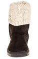 Sara Z Girl's Suede Lug Sole Winter Boot With Fold-Over Sweater Cuff (Black), Size 13-1