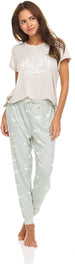 Women's Graphic Tee and Jogger Pants Sleepwear Set, 2-Piece Fuzzy Pajamas for Women