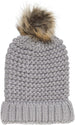 NYC Underground Soft Purl Knit Beanie Hat with Faux Fuzzy Fur Pom Warm Chunky Fall Winter Slouchy Lined Skull Cap Cuff