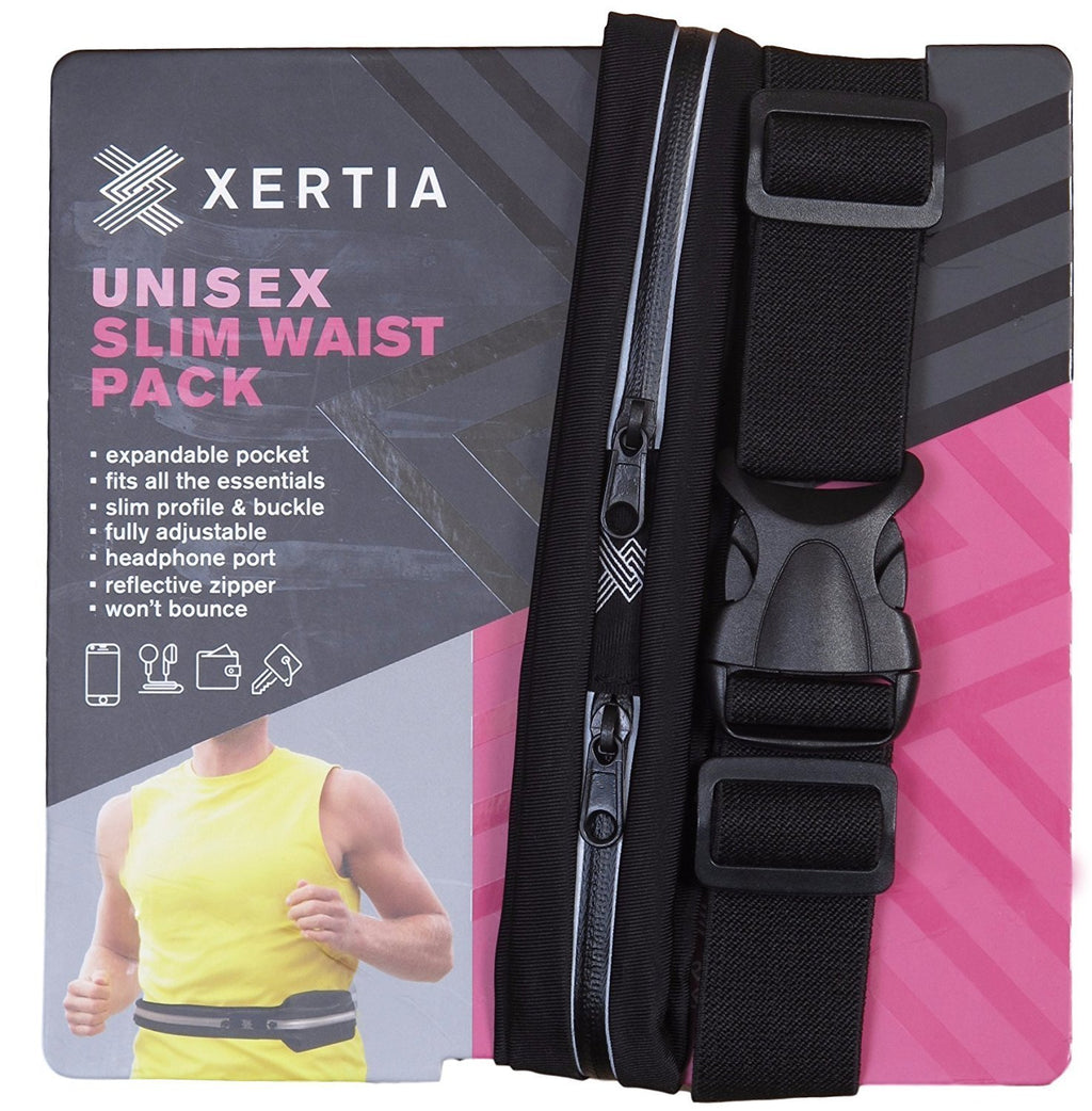XERTIA Unisex Slim Waist Running Pack iPhone X 6 7 8 Plus Pouch Runners Best Fitness Gear Hands-Free Workout running Reflective Waist Pack Phone Holder Men, Women, Kids Running Accessories