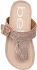 bebe Girls Big Kid Rhinestone Footbed Slide Sandal with Shimmer Fabric Strap - Fashion Summer Shoes
