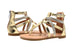 bebe Girls Fashion Sandals Zip Up Metallic Gladiator Flats with Rhinestone Straps
