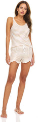 Women's Comfy Sleepwear Tank Top with Runner Shorts, 2-Piece Fuzzy Pajama Set