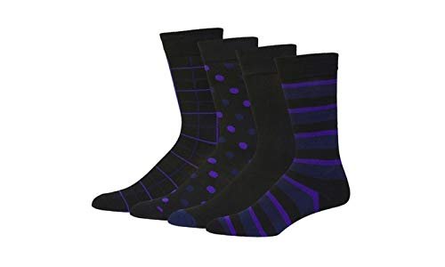 Mens 4 to 12 Pack Cotton Crew Business casual Funky Assortment dress socks