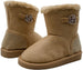 bebe Girls’ Big Kid Slip On Mid Calf Warm Microsuede Winter Boots Embellished with Rhinestones and Faux Fur Cuff