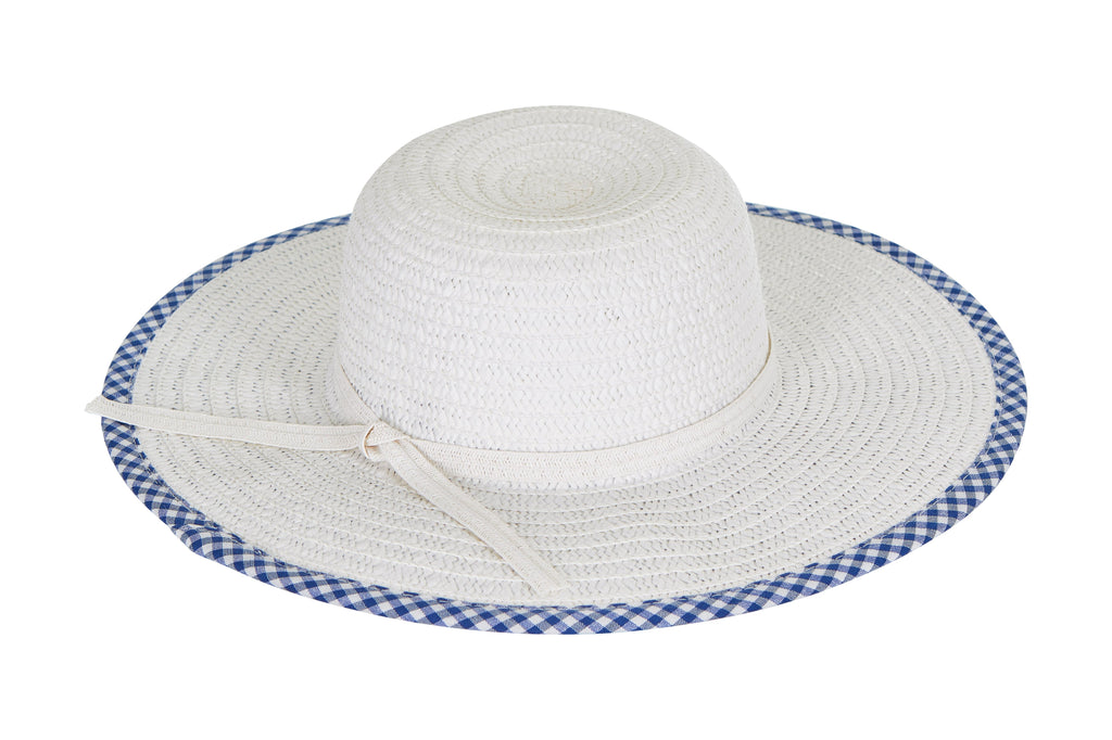 Laundry by Design Women Summer Beach Floppy Travel Gingham Brim Straw Hat