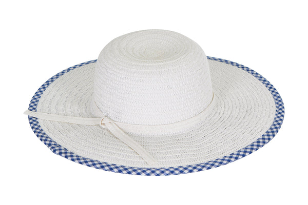 Laundry by Design Women Summer Beach Floppy Travel Gingham Brim Straw Hat