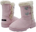 kensie Toddler Girls’ Little Kid Slip On Mid Calf Microsuede Warm Winter Boots with Glitter Hearts and Lurex Faux Fur Trims