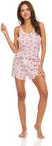 Women's Comfy Sleepwear Tank Top with Runner Shorts, 2-Piece Fuzzy Pajama Set