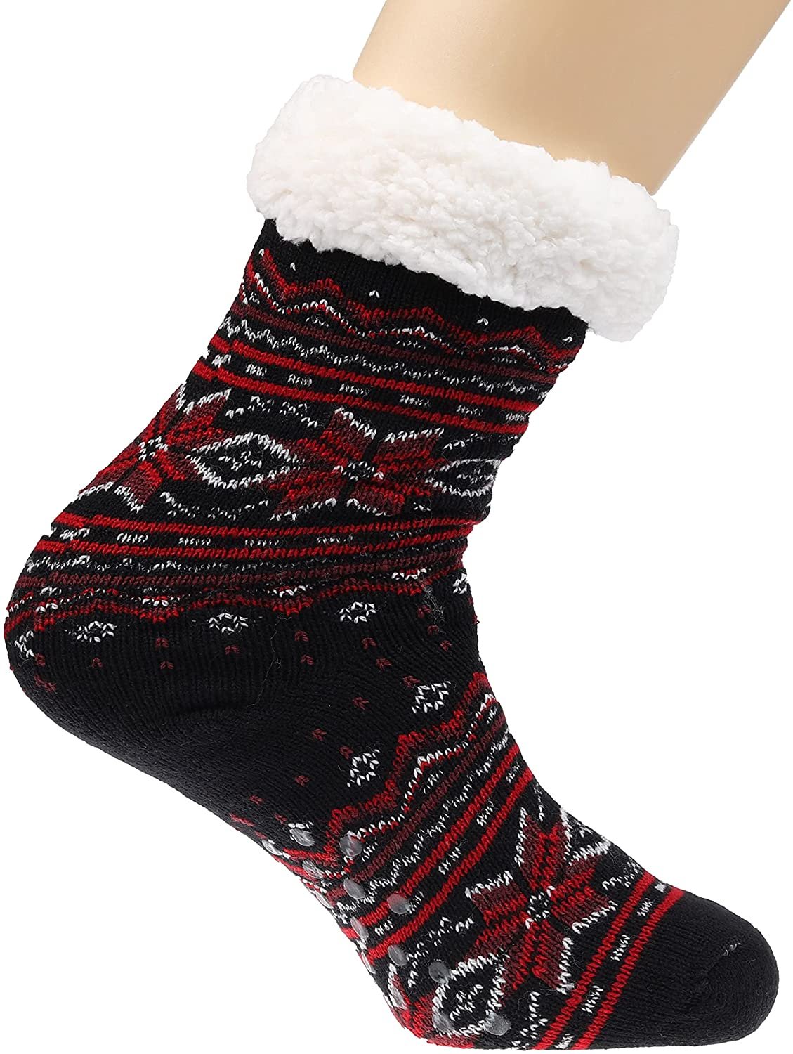 Women s Thick Knit Fuzzy Warm Sherpa Fleece Lined Winter Slipper