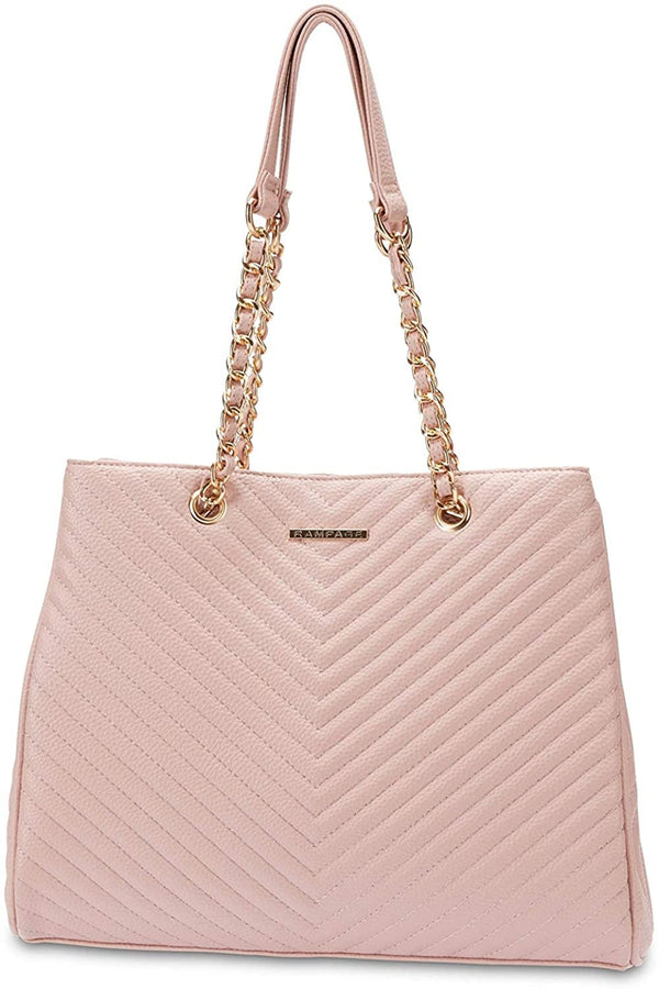 Women’s Chevron Shopper Tote with Chain Detail Handles