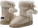 kensie Toddler Girlsâ€™ Little Kid Slip On Mid Calf Shimmer Winter Boots with Faux Fur Cuff and Pom Poms