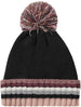 Rampage Women’s Multicolor Striped Slouchy Cuffed Knit Beanie Cap With Pom Pom - Fall Winter Accessories