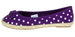 Chatties Girls Printed Canvas Espadrille Flats Size 1/2 - Purple Polka Dots