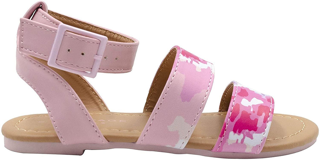 Rampage Girls' Big Kid Slip-On Tie-Dye Sandals with Ankle Straps, Open-Toe Flat Fashion Summer Shoes
