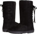 Chatties Chatz Womens Slip On High 11" Microsuede Winter Boots with Lace Up Back and Tassel Bow
