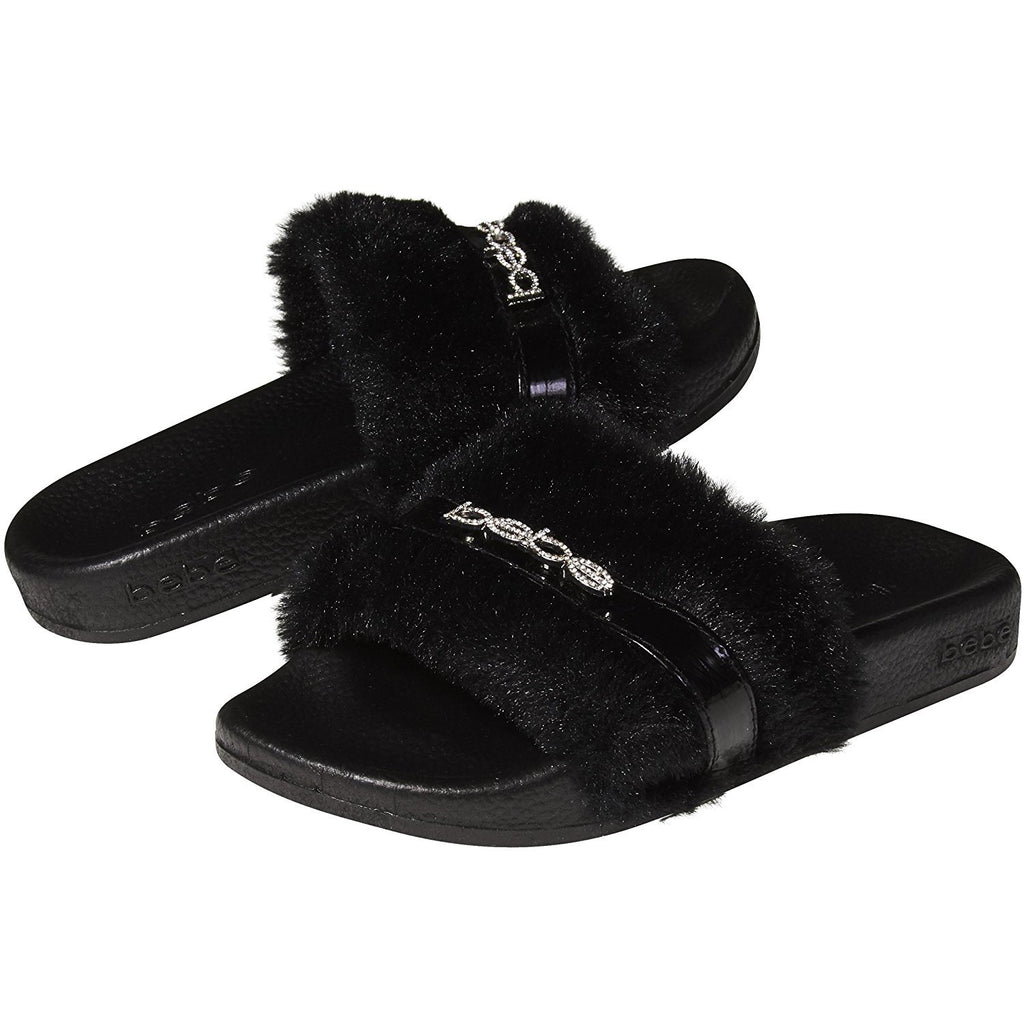 bebe Soft Slip-On Slide Slippers Casual Lounge Street Fashion Open Toe Flat Sandal for Girls Big Kid