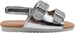 bebe Girls Toddler Baby Little Kid Shiny Metallic Slide Sandal with Sparkly Glitter Strap and Double Buckles - Fashion Summer Shoes Silver 5