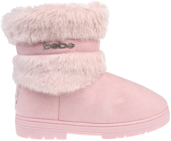 bebe Girls Fashion Warm Winter Boots for Girls, Faux Fur Cuff Chatz Microsuede Ankle Boots