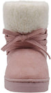 kensie Girls' Big Kid Slip On Mid High Microsuede Winter Boots with Sherpa Cuff and Lace Up Front Design Black Size 11