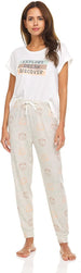 Women's Graphic Tee and Jogger Pants Sleepwear Set, 2-Piece Fuzzy Pajamas for Women