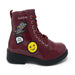 bebe Girls Patent Combat Boots with Patches