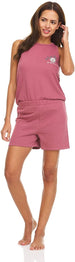 Women's Comfy Tank Top and Shorts Set with Crochet Trim, 2-Piece Sleepwear Pajama Set