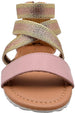 Rampage Girls Big Kid Gladiator Sandal with Metallic Criss Cross Elastic Strap Open Toe Fashion Summer Bling Shoes