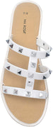 Via Rosa Womenâ€™s PCU Studded Strap Slide Sandal - Fashion Summer Flat Shoes