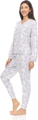 Women's Long Sleeve V-Neck Top with Jogger Pants, 2-Piece Set for Women