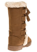 Sara Z Ladies Microsuede 10" Winter Boots with Grosgrain Lace up (Cognac), Size 5-6