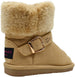 Rampage Toddler Girls’ Little Kid Slip On Microsuede Short Ankle Boots with Faux Fur Cuff and Cutout Design Buckle Straps