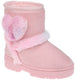 Rampage Girl's Warm Microsuede Winter Boot With Cute Faux Fur Heart And Trim Design