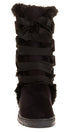 Sara Z Ladies Microsuede 10" Winter Boots with Grosgrain Lace up (Black), Size 5-6