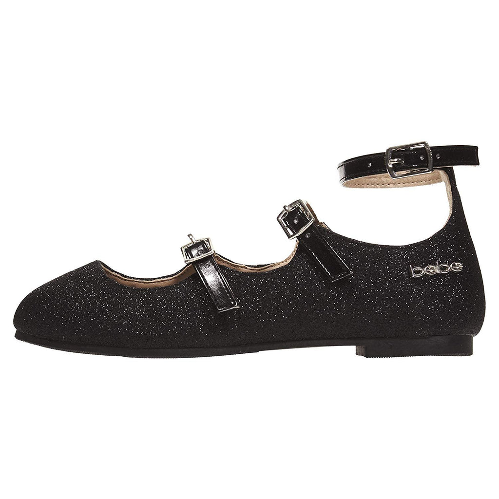 bebe Girls Ballet Flats with Glitter and Metallic Straps