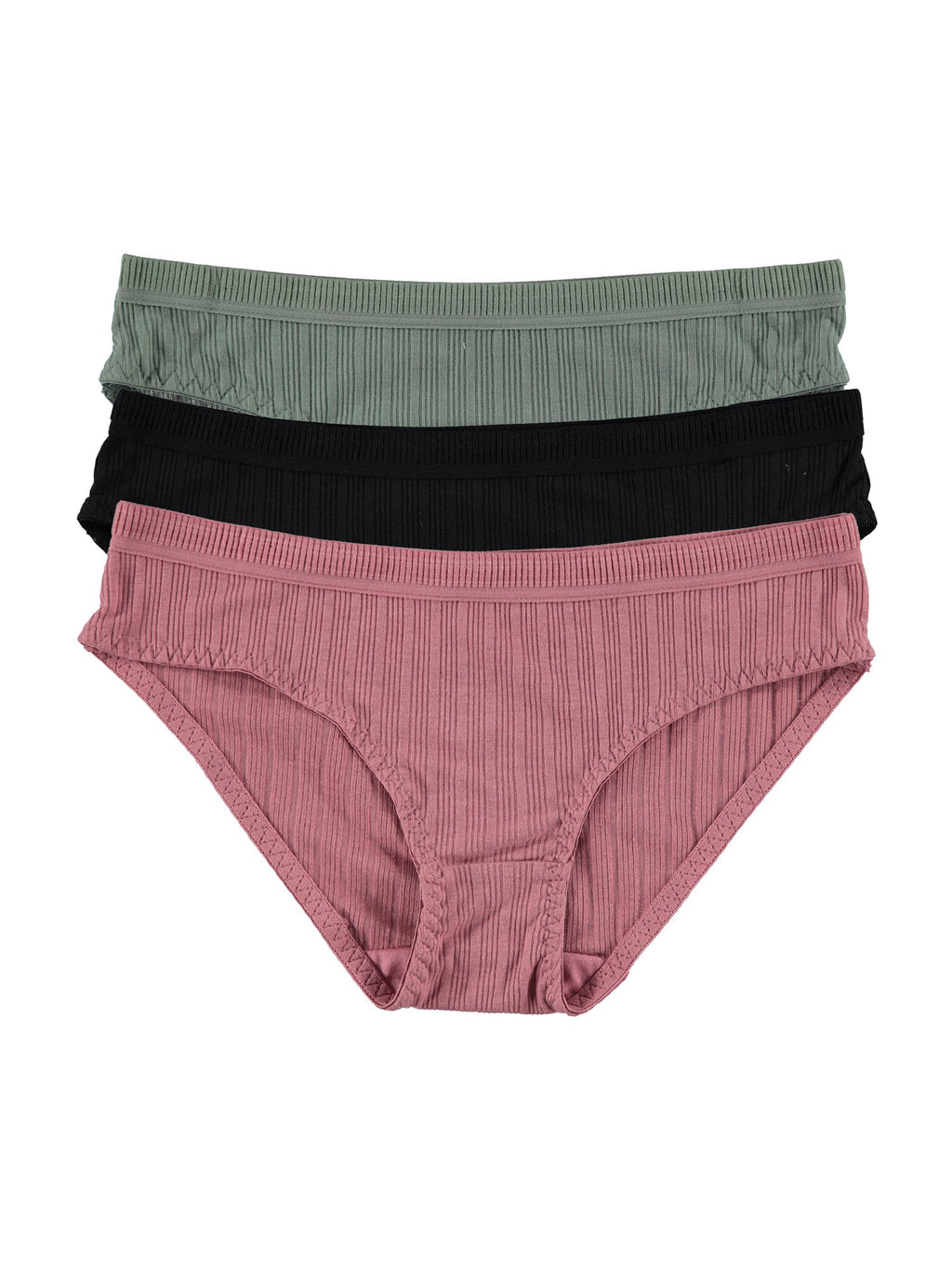 dELiA's Women’s Rib Bikini Brazilian Underwear Panty Pack, Soft, Comfortable, Stretch Panties Blue/Black/Lunar Small 3 Pack