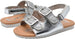 bebe Girls Toddler Baby Little Kid Shiny Metallic Slide Sandal with Sparkly Glitter Strap and Double Buckles - Fashion Summer Shoes Silver 5