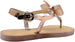 Via Rosa Womenâ€™s Metallic T-Strap Sandal with Rhinestones, Bow and Adjustable Back Strap - Fashion Bling Summer Shoes