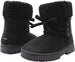 kensie Girls' Big Kid Slip On Mid High Microsuede Winter Boots with Sherpa Cuff and Lace Up Front Design Black Size 11