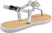 Via Rosa Womenâ€™s Metallic T-Strap Sandal with Rhinestones, Bow and Adjustable Back Strap - Fashion Bling Summer Shoes