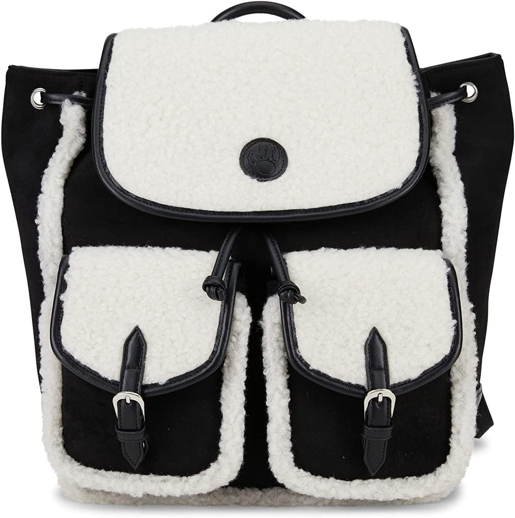 Women's Vintage Drawstring Flap Backpack/Bookbag for Laptop, School, College Students, Office, and Travel - Cute Fashion Backpack, Black Multi