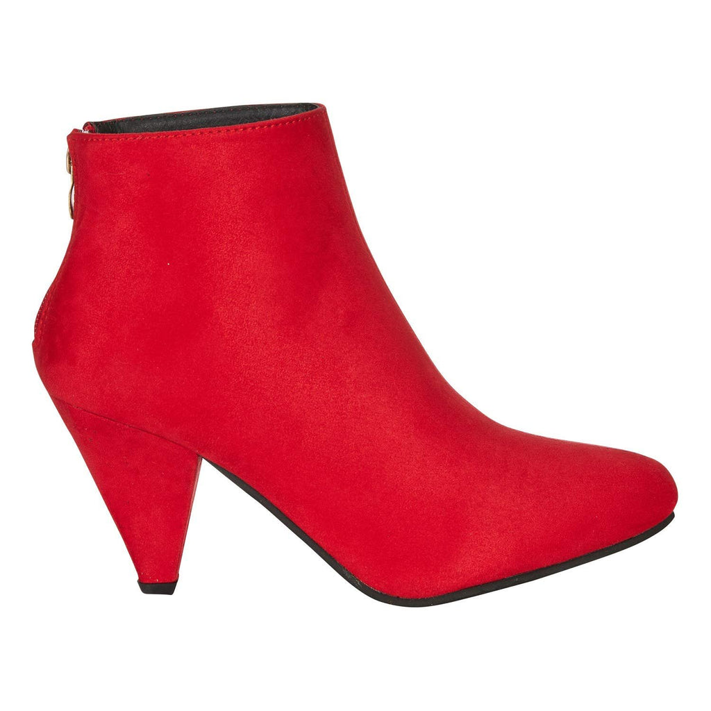 Via Rosa Women's Microsuede Ankle Boots Cone Heel Zipper Mid-Calf Fashion Shoes