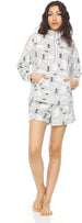 Women's Long Sleeve Pullover Zip Top and Shorts, 2-Piece Pajama Set For Women